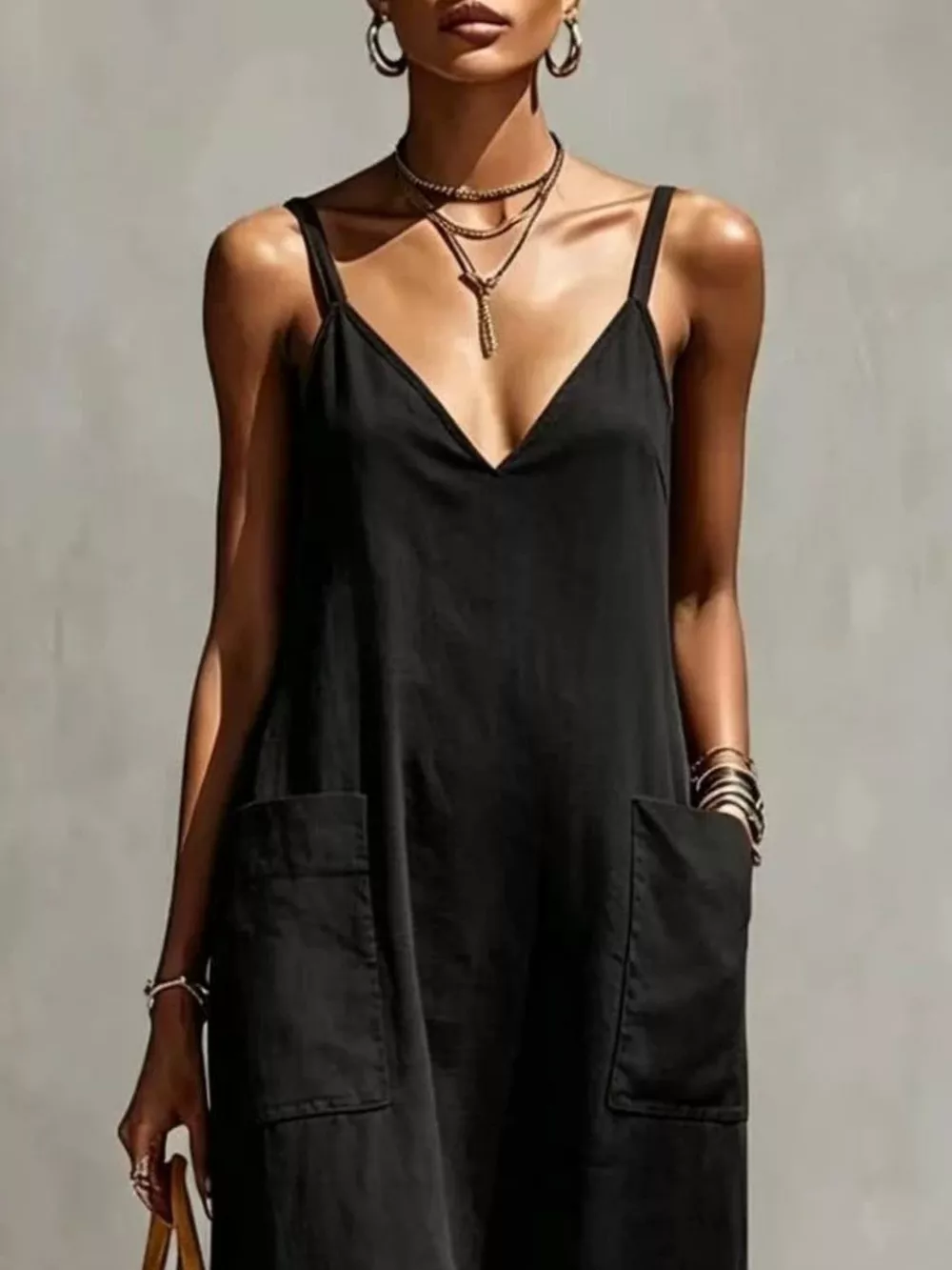Full Size Fringe V-Neck Spaghetti Strap Dress Plus Size, image 5