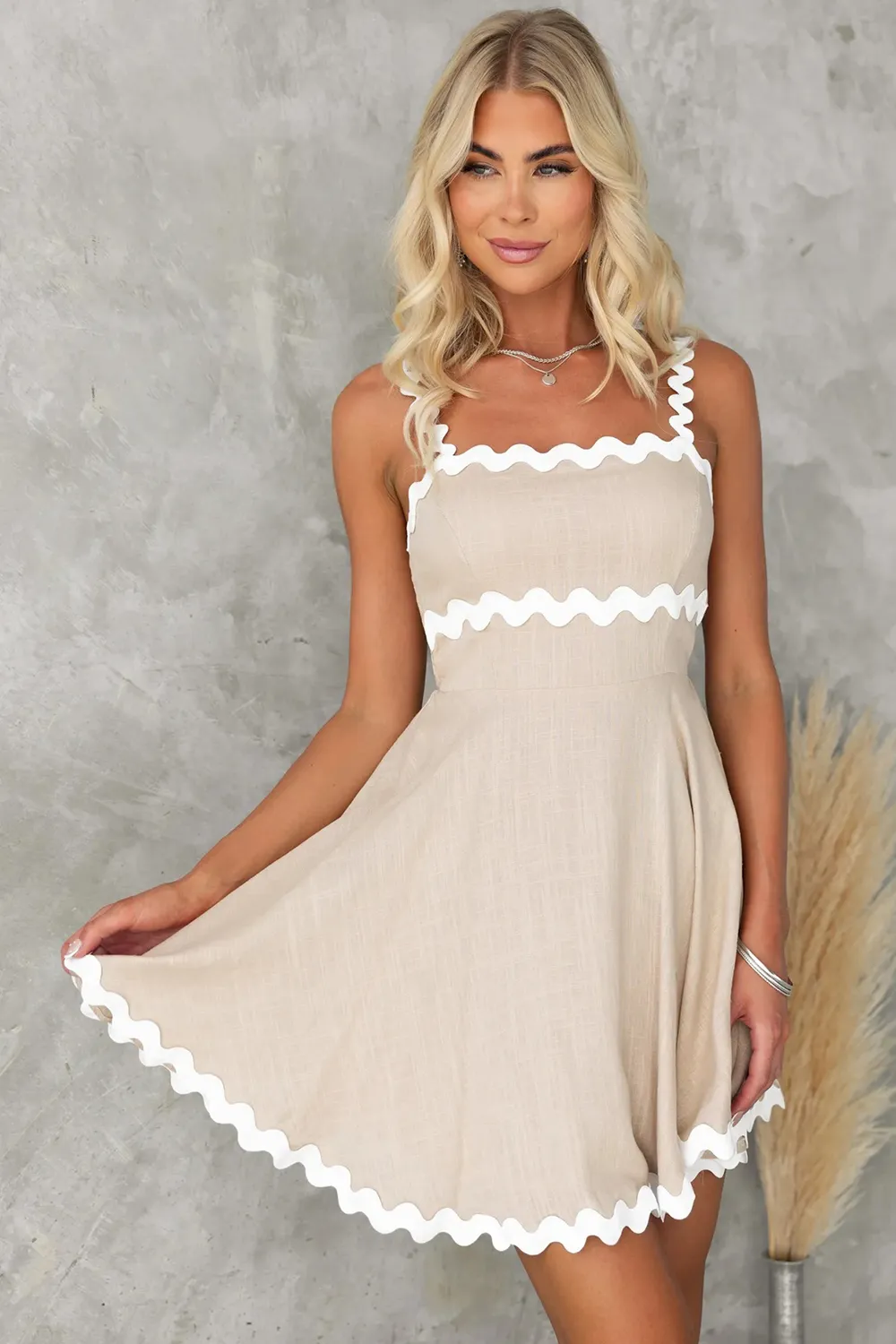 Contrast Trim Square Neck Mini Dress, image 19