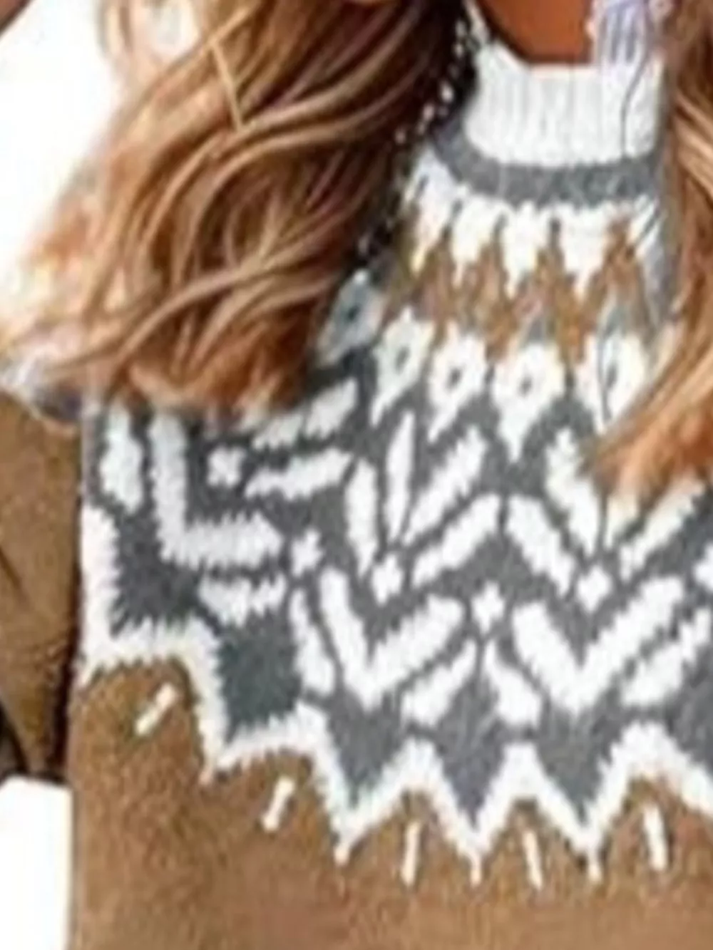 Full Size Fair Isle Patterned Long Sleeve Sweater Plus Size, image 12