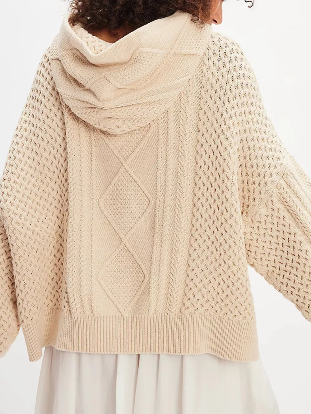 Texture Knit Long Sleeve Hooded Sweater, image 4