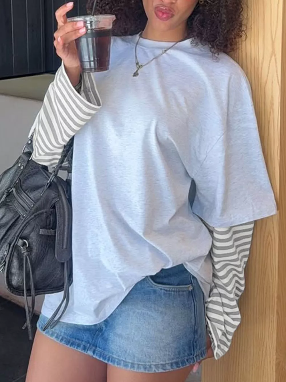 Contrast Striped Long Sleeves T-Shirt, image 2