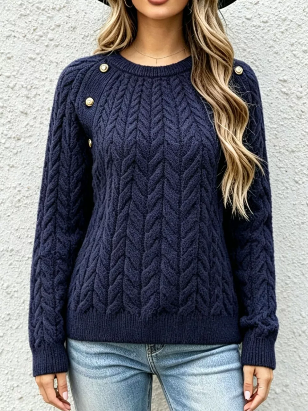 Cable-Knit Raglan Sleeve Sweater