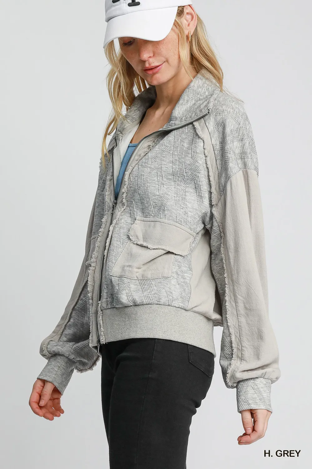Two-Way Jacquard Zip-Up Jacket, image 3