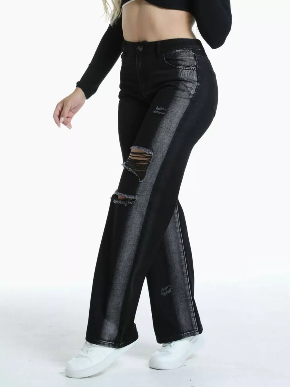 Distressed Wide-Leg Jeans, image 5