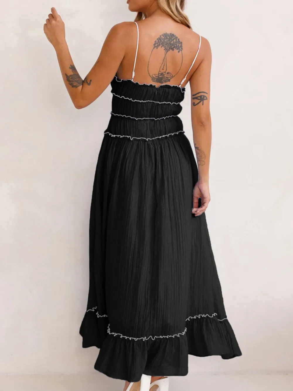 Frill Ruffled Hem Midi Cami Dress, image 3