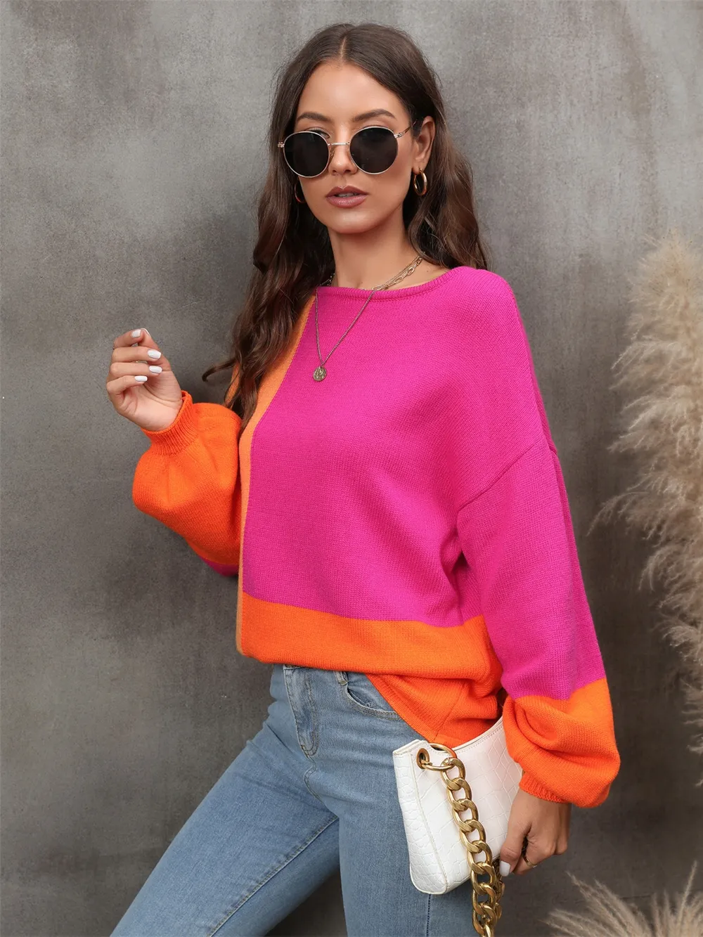 Color Block Round Neck Sweater, image 3