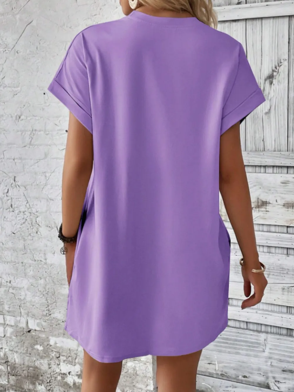 Round Neck Short Sleeve Mini Tee Dress with Pockets, image 19