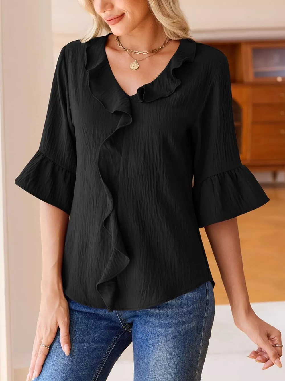 Ruffled Flounce Sleeve Blouse, image 16