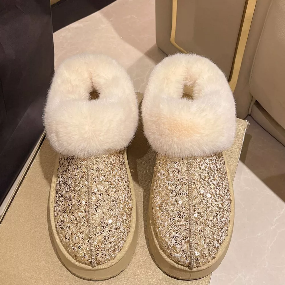 Sequin Round Toe Platform Boots, image 6