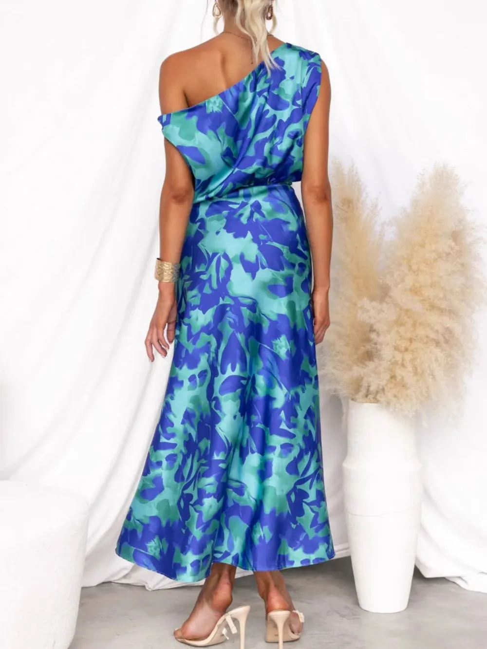 One Shoulder Printed Dress with Slit, image 18