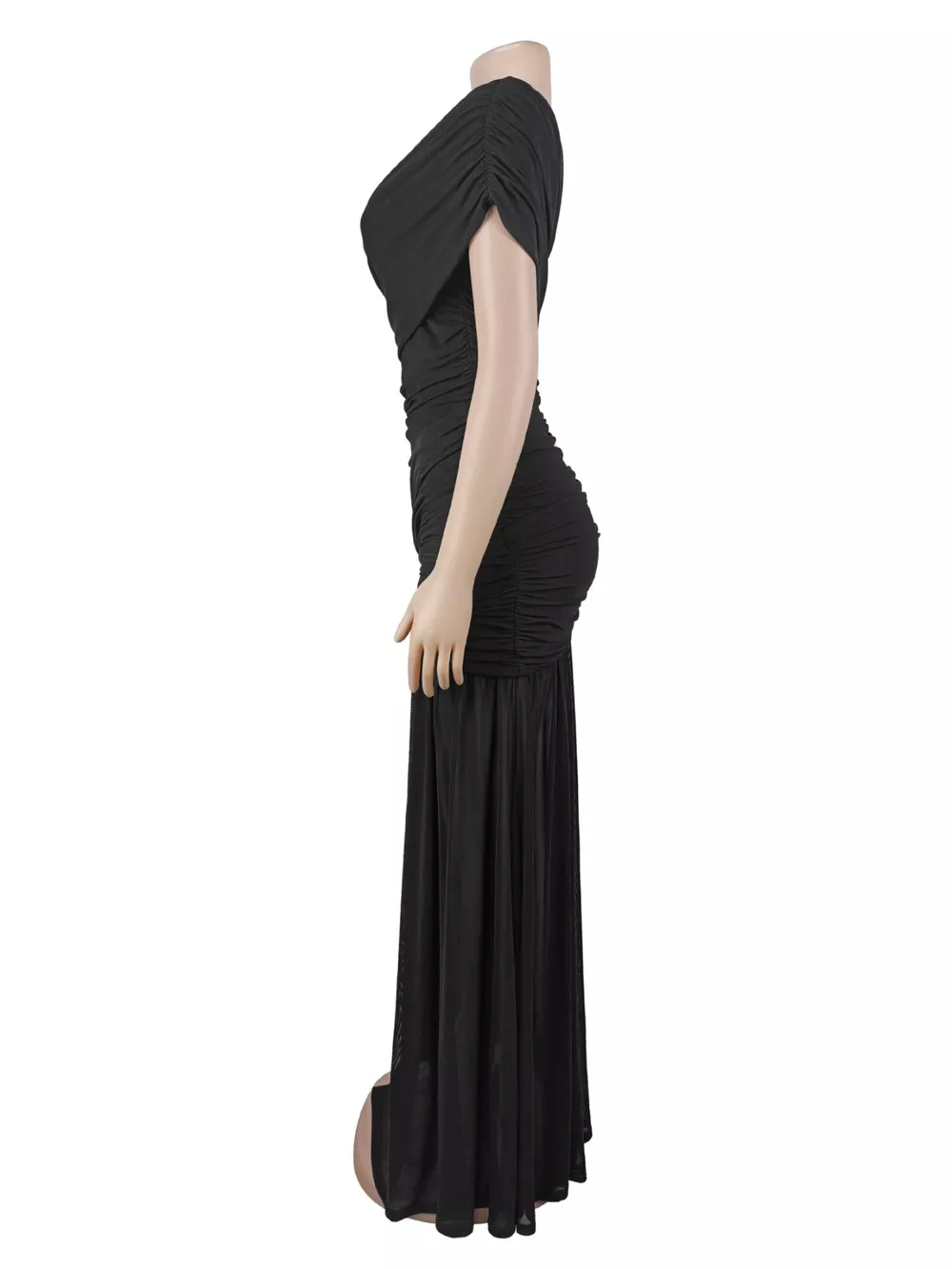 One-Shoulder Ruched High-Slit Evening Dress, image 6