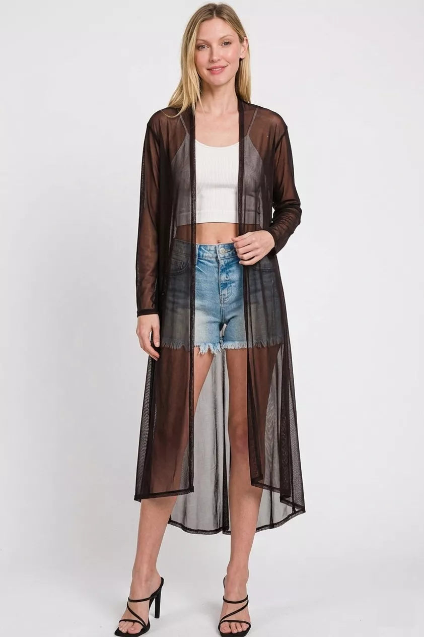 Mesh Open Front Cardigan, image 3