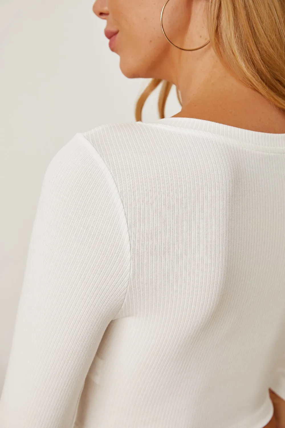 Round Neck Long Sleeve Cropped T-Shirt, image 6