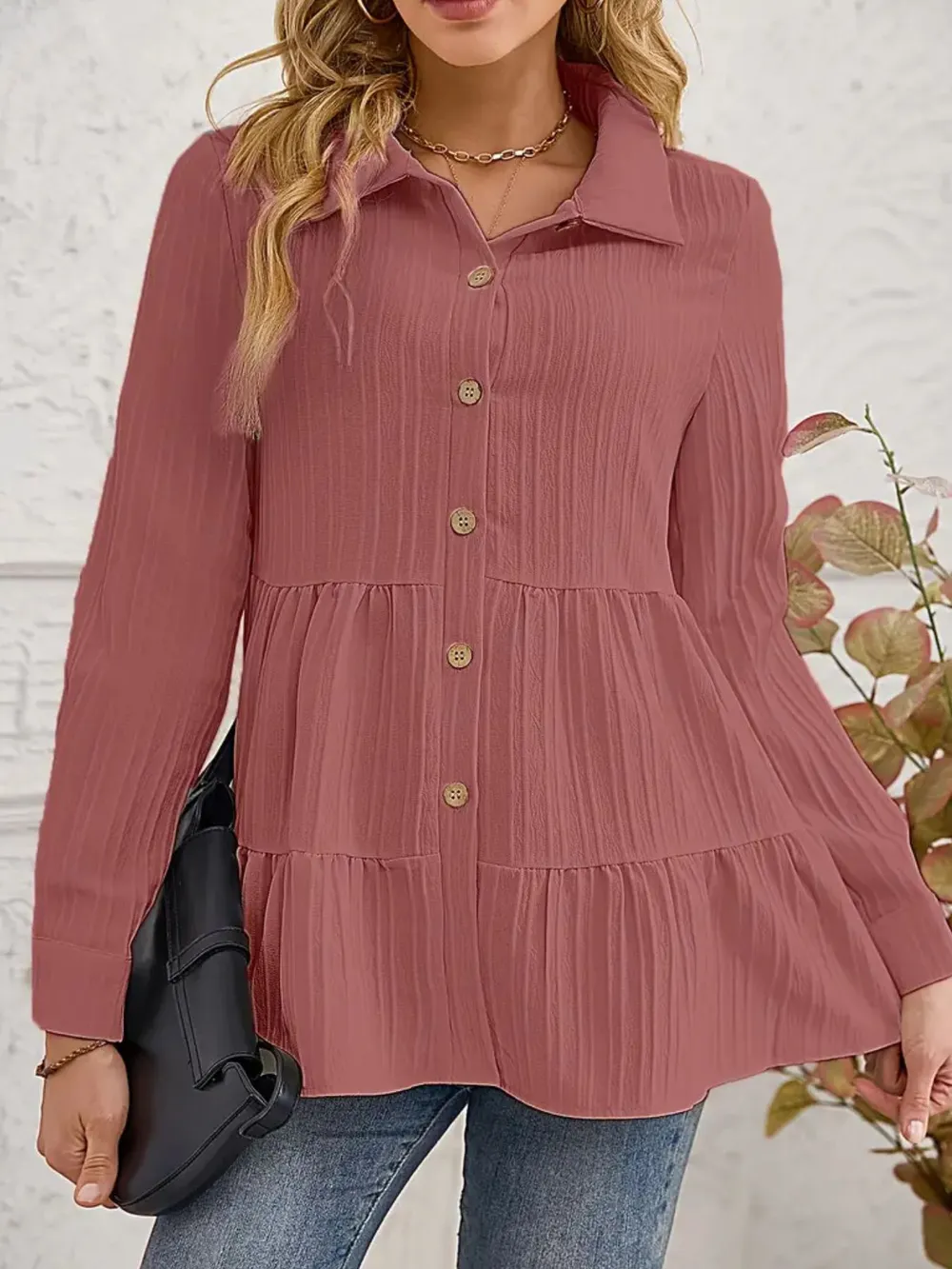 Striped Button-Down Tiered Shirt, image 21
