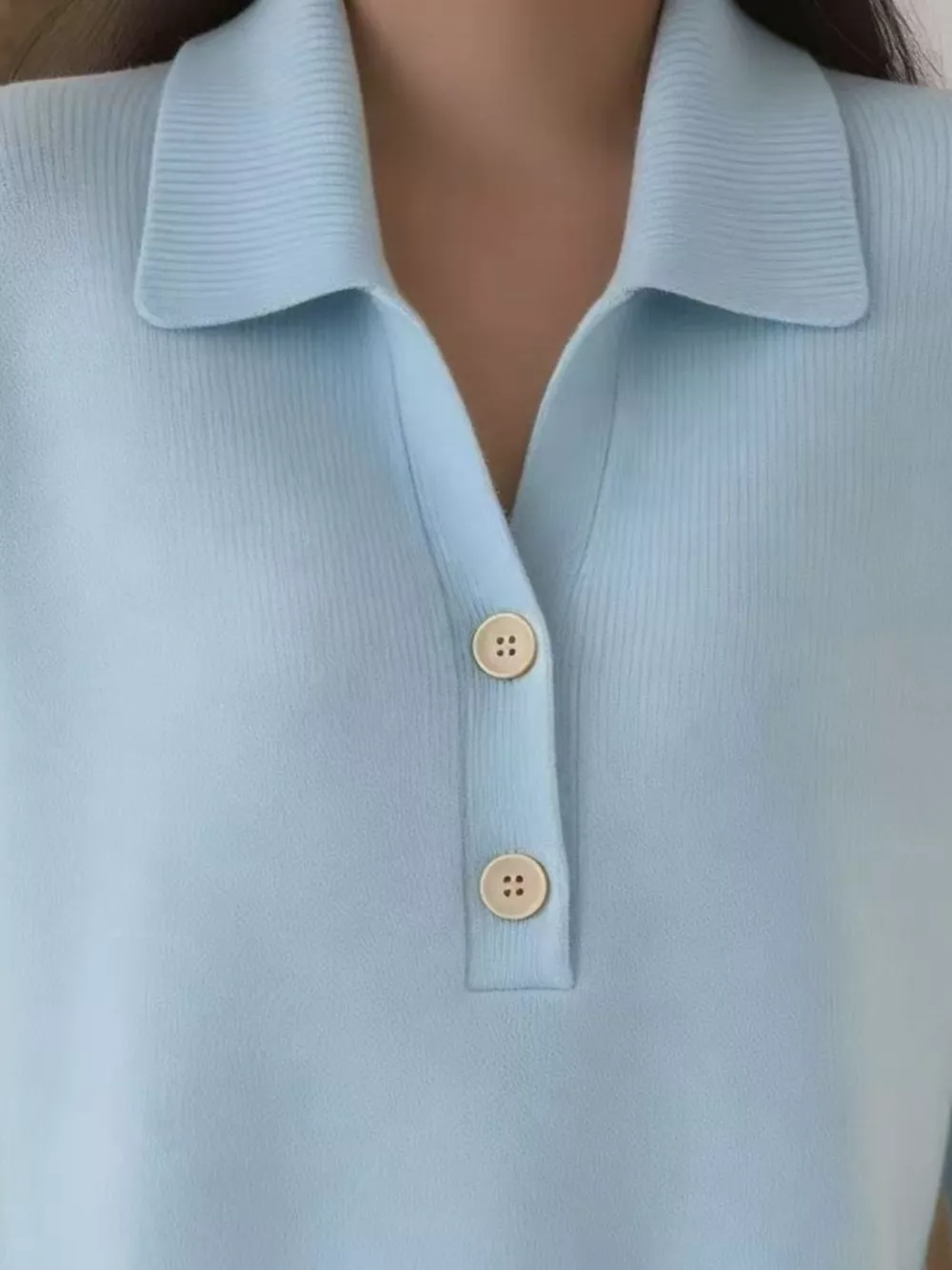 Full Size Button Detail Long Sleeve Sweater Plus Size, image 2