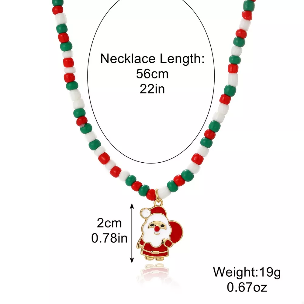 Christmas Beaded Necklace with Santa Charm, image 6