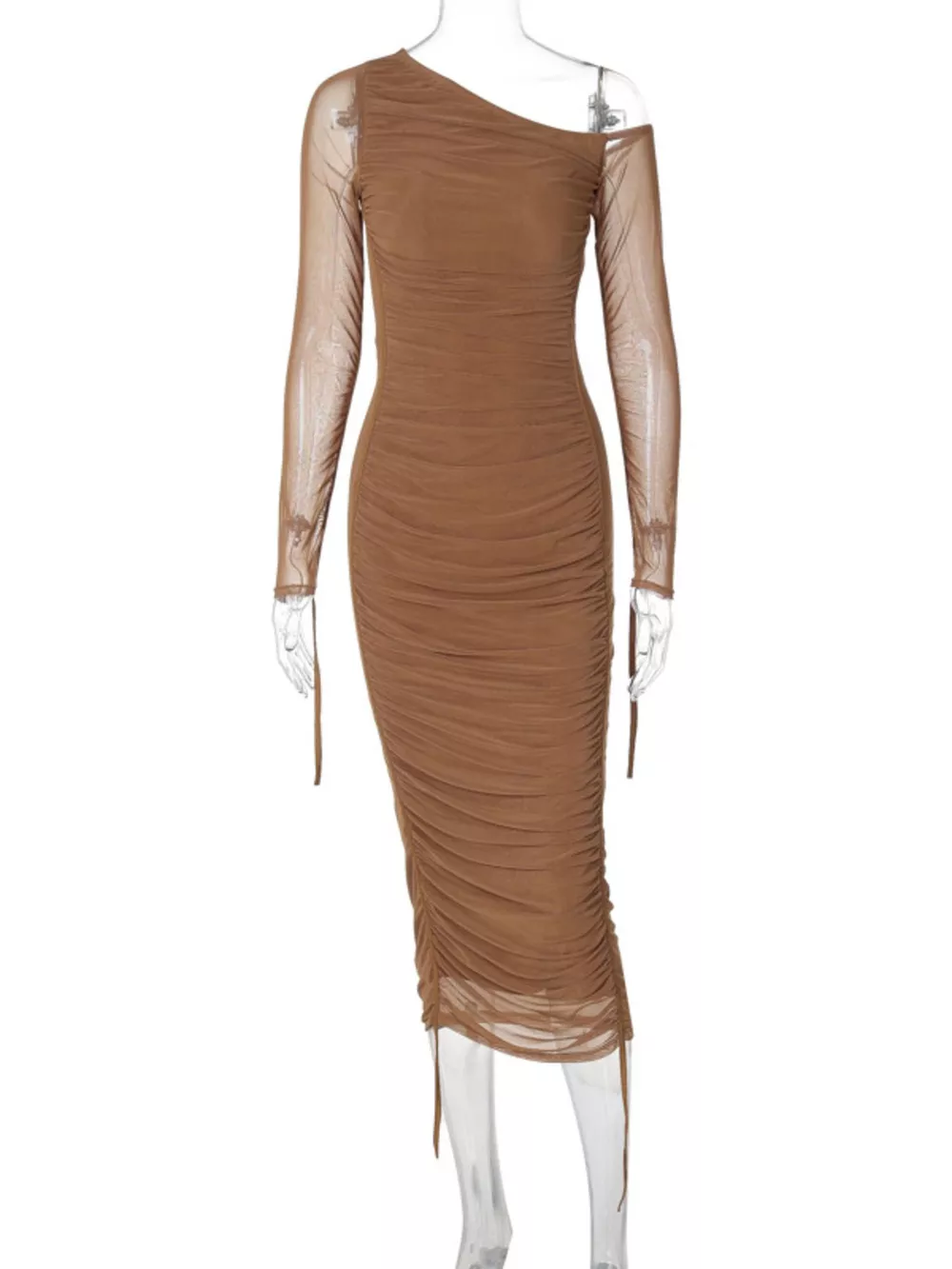 One-Shoulder Ruched Bodycon Midi Dress, image 10