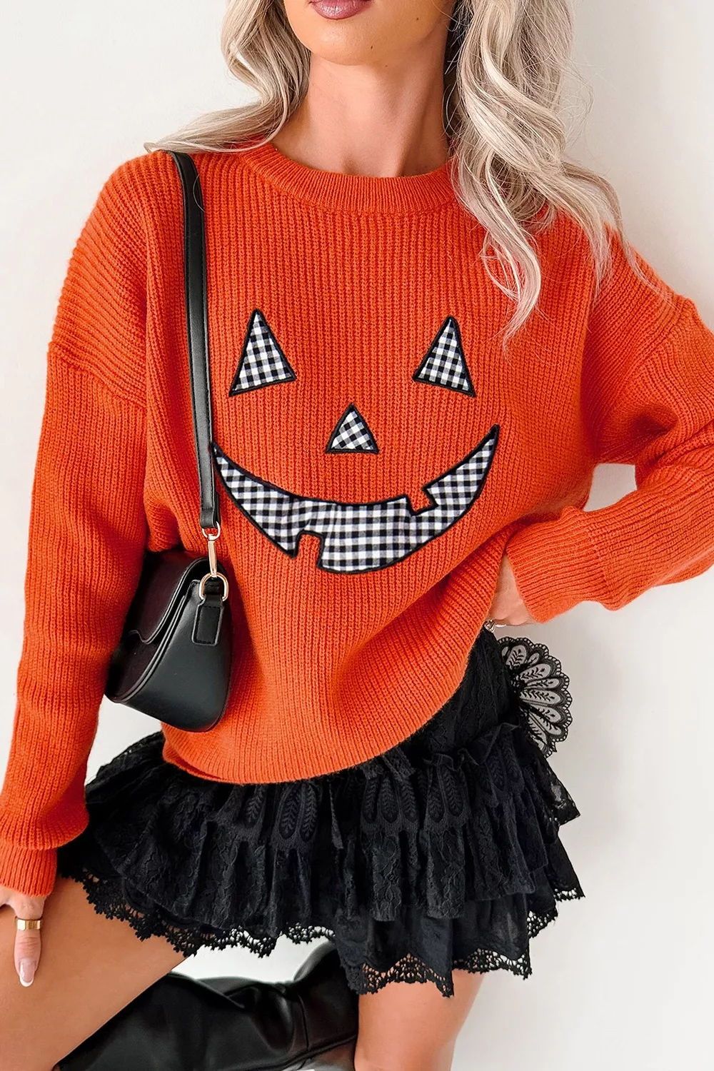 Drop Shoulder Long Sleeve Round Neck Halloween Sweater, image 5