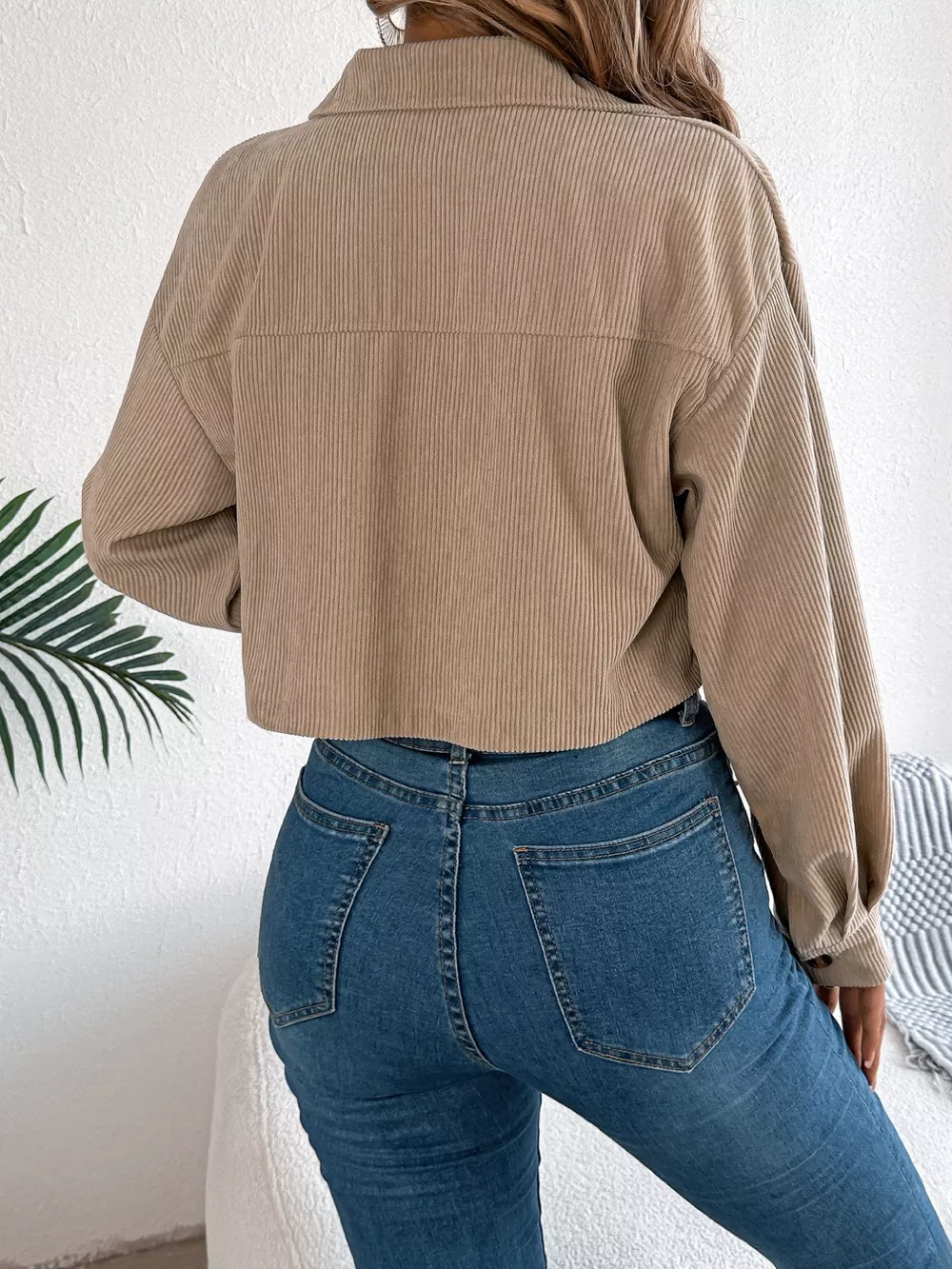 Corduroy Button-Up Dropped Shoulder Jacket, image 15