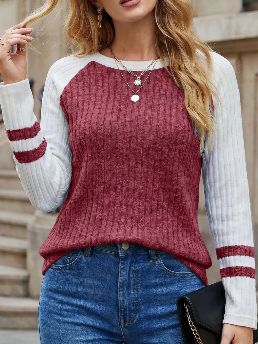Ribbed Raglan Sleeve T-Shirt, image 22