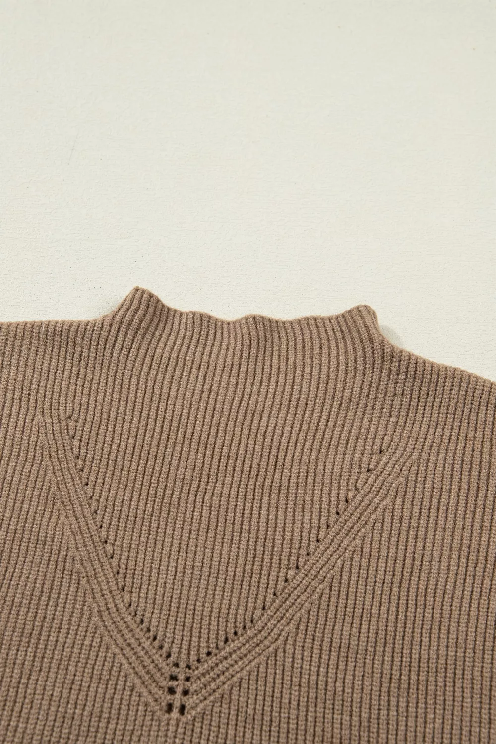 Solid Color Ribbed Knit Mock Neck Loose Sweater Vest, image 5