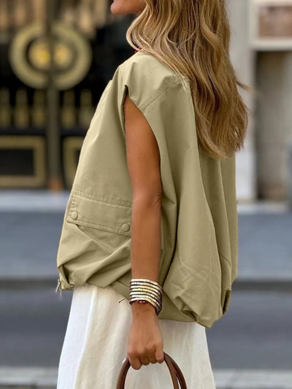 Ruched Hem Zip Up Vest, image 2