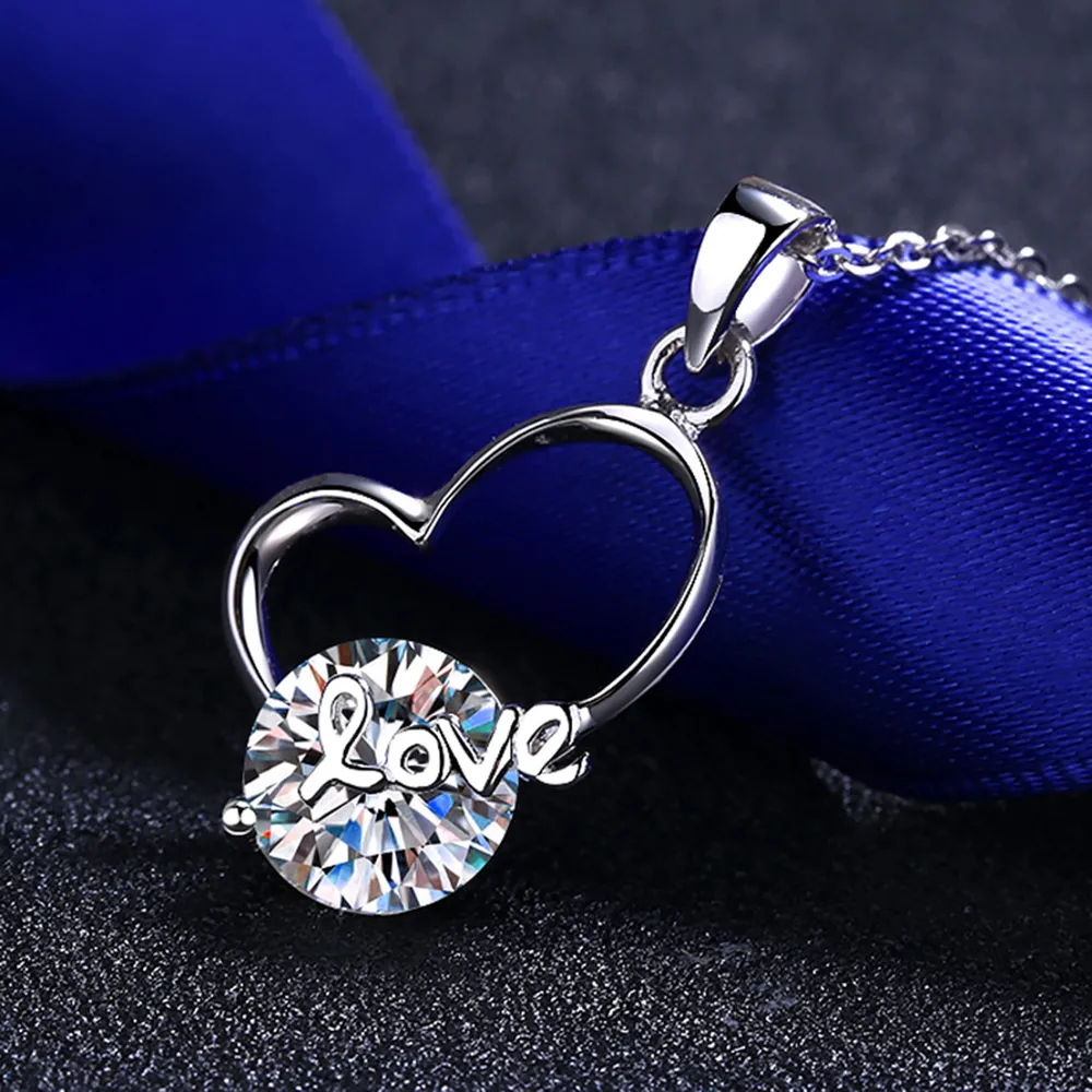 2 Carat Moissanite Heart 925 Sterling Silver Necklace, image 5