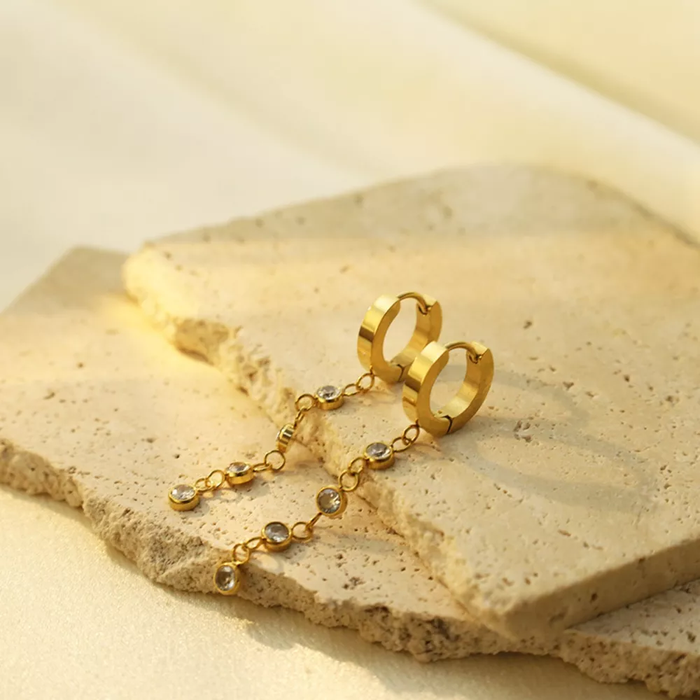 18K Gold-Plated Hoop Drop Earrings, image 3