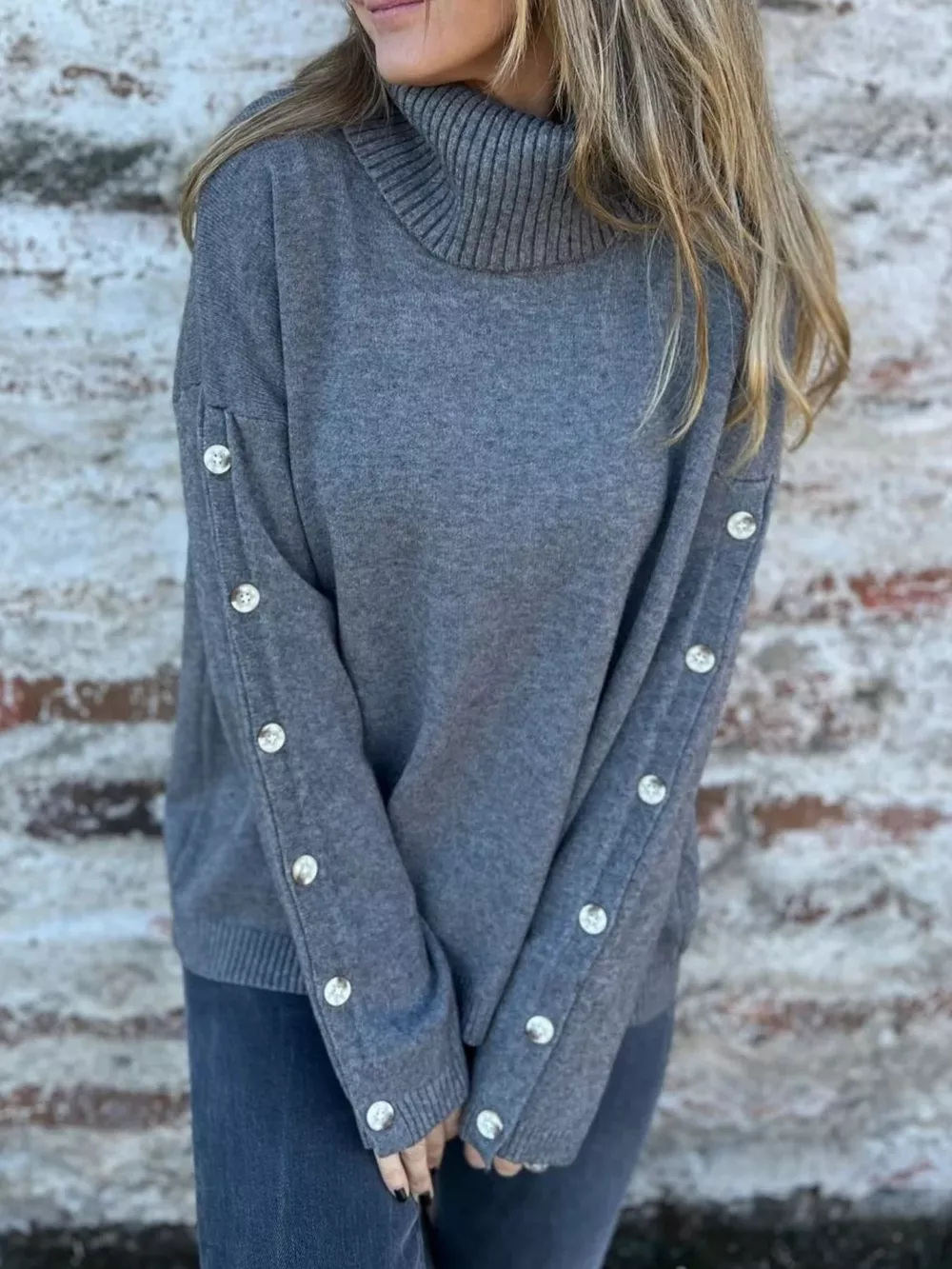 Full Size Turtleneck Long Sleeve Sweater Plus Size, image 6