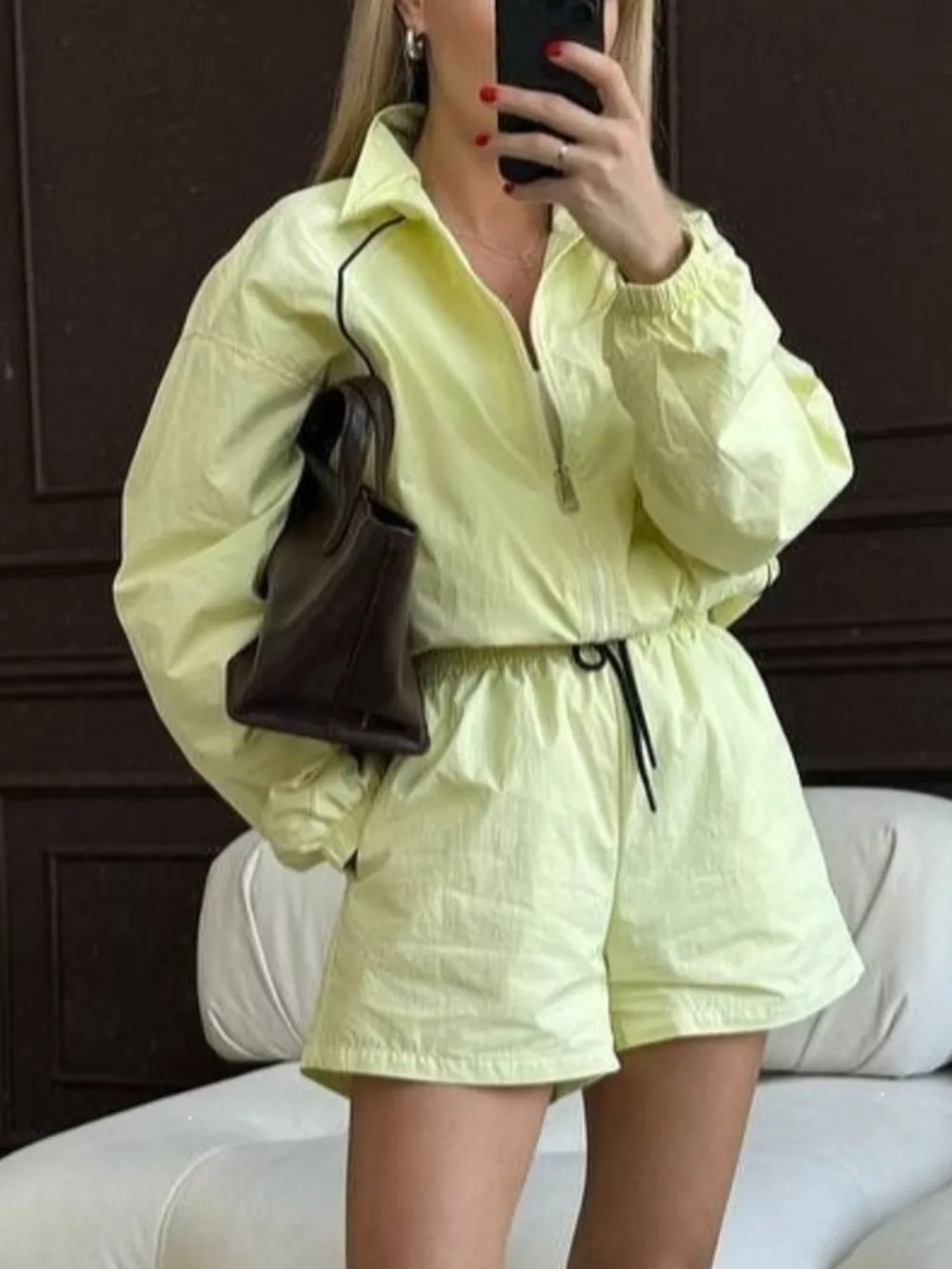 Zip Up Long Sleeve Outerwear and Shorts Set, image 15