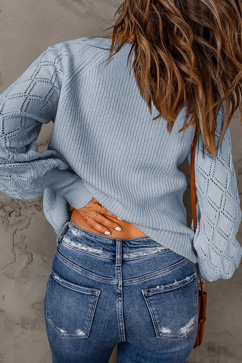 Openwork V-Neck Button Up Cardigan, image 4