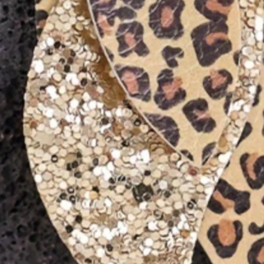 Leopard Print Leather Leaf Drop Earrings, image 6