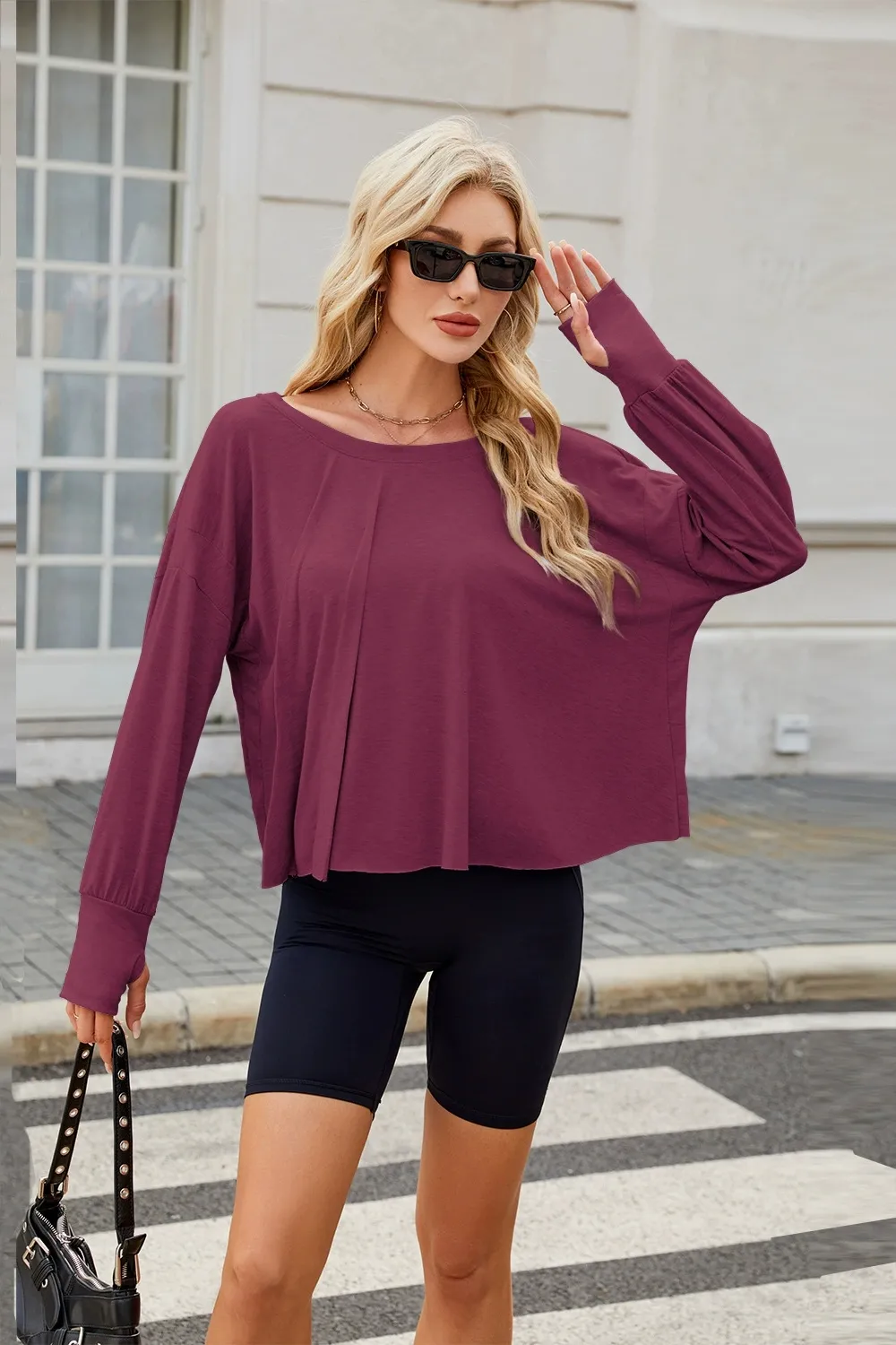 Backless Round Neck Long Sleeve T-Shirt, image 10