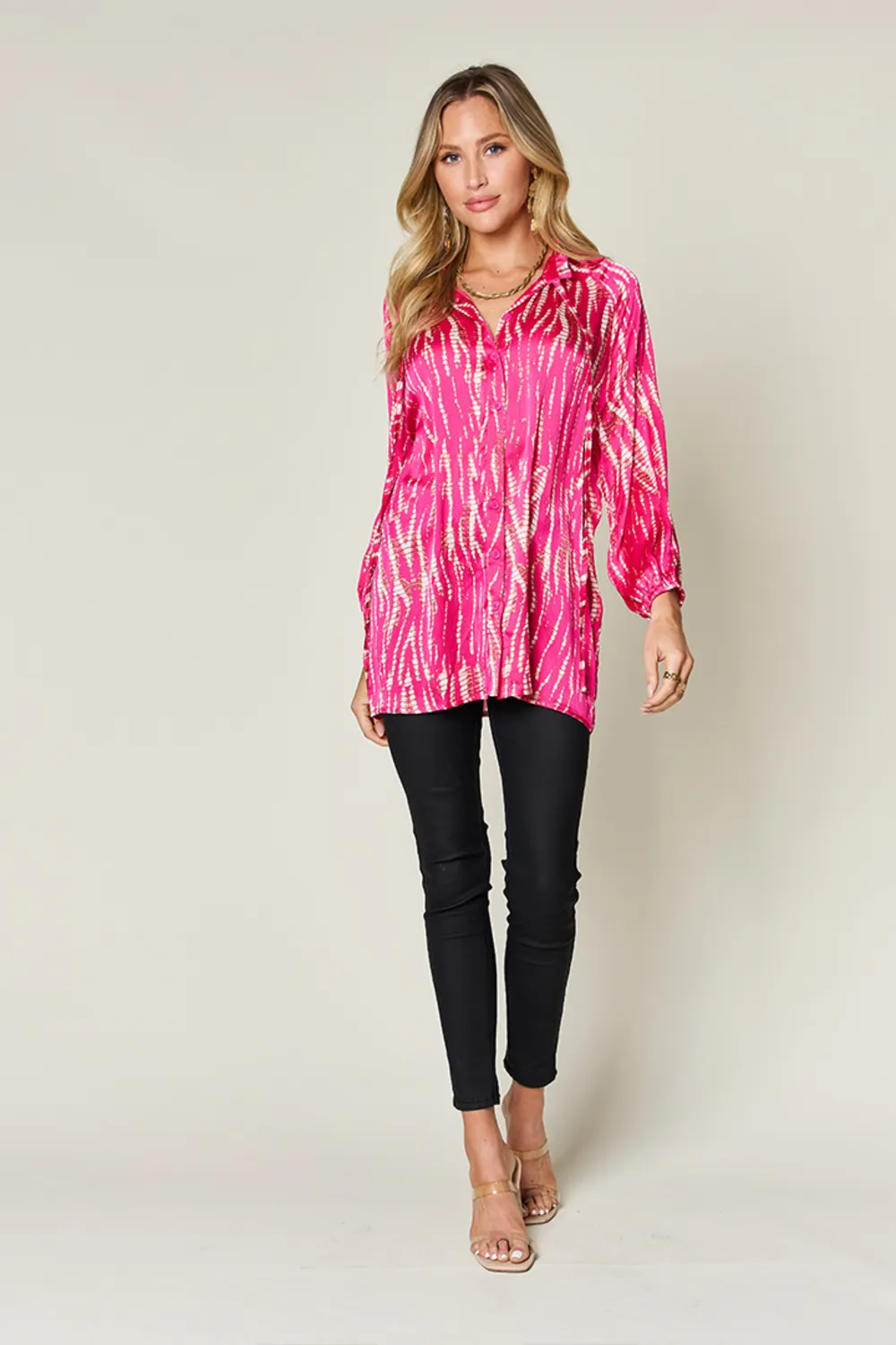 Full Size Printed Button Up Long Sleeve Shirt, image 7