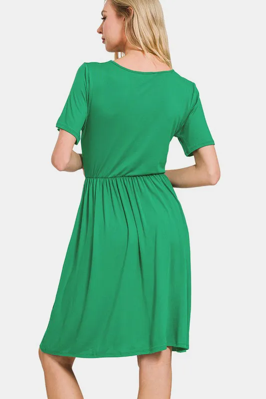 Surplice Short Sleeve Brushed DTY Dress, image 2
