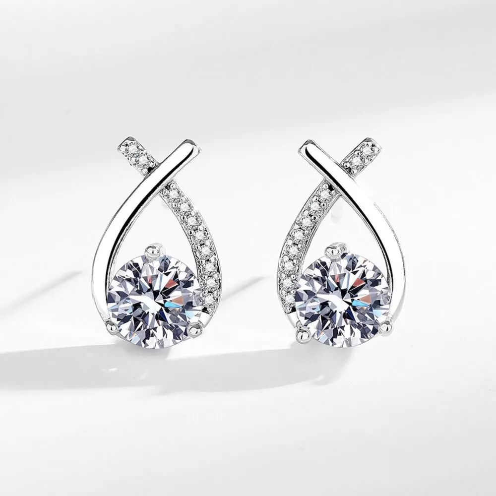 1 Carat 925 Sterling Silver Moissanite Earrings