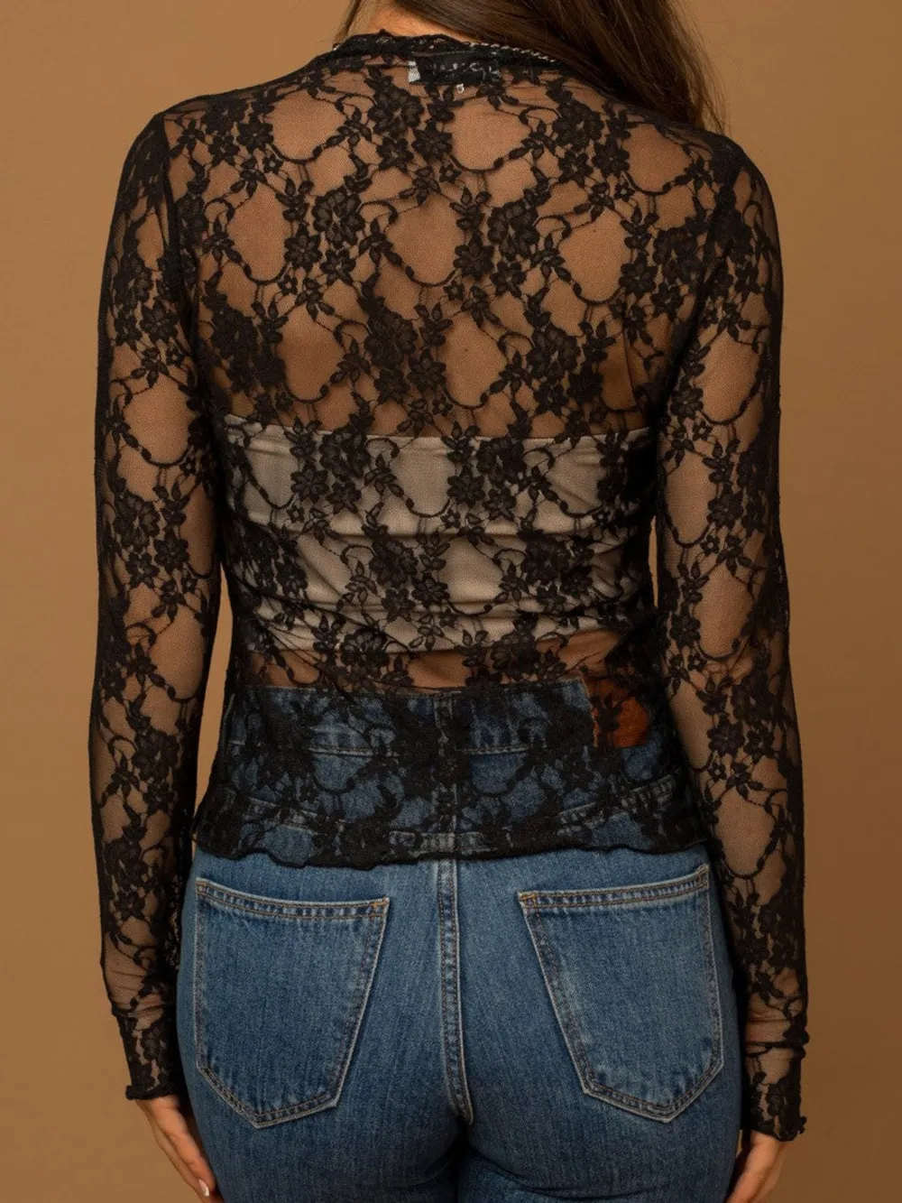 Lace Mock Neck Long Sleeve Top, image 11