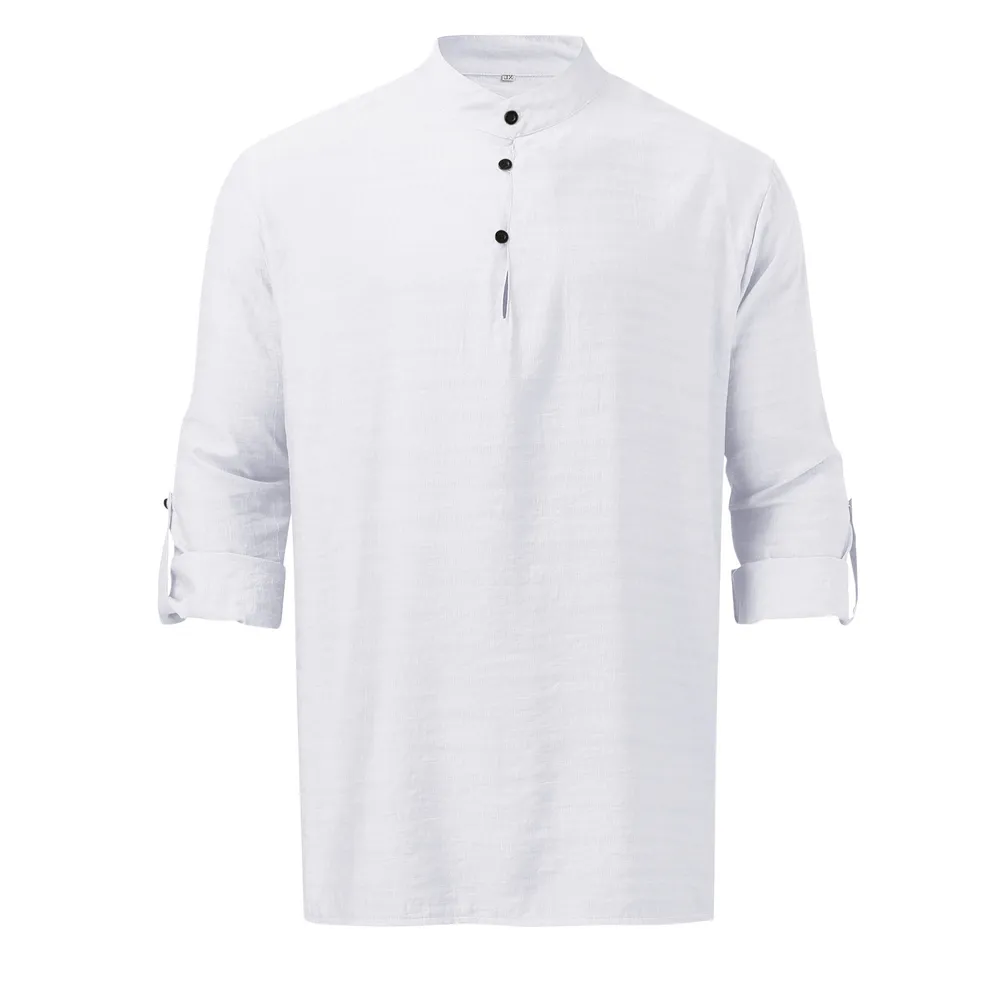 Men's Full Size Half Button Long Sleeve Shirt Plus Size, image 5