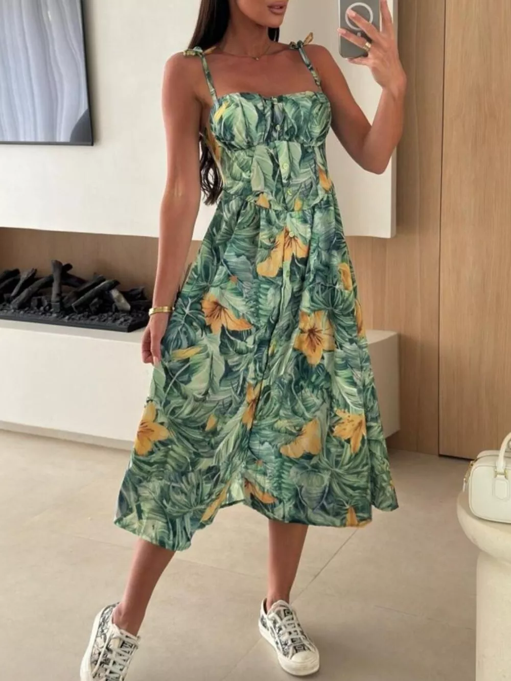 Striped Tie-Shoulder Midi Dress, image 17