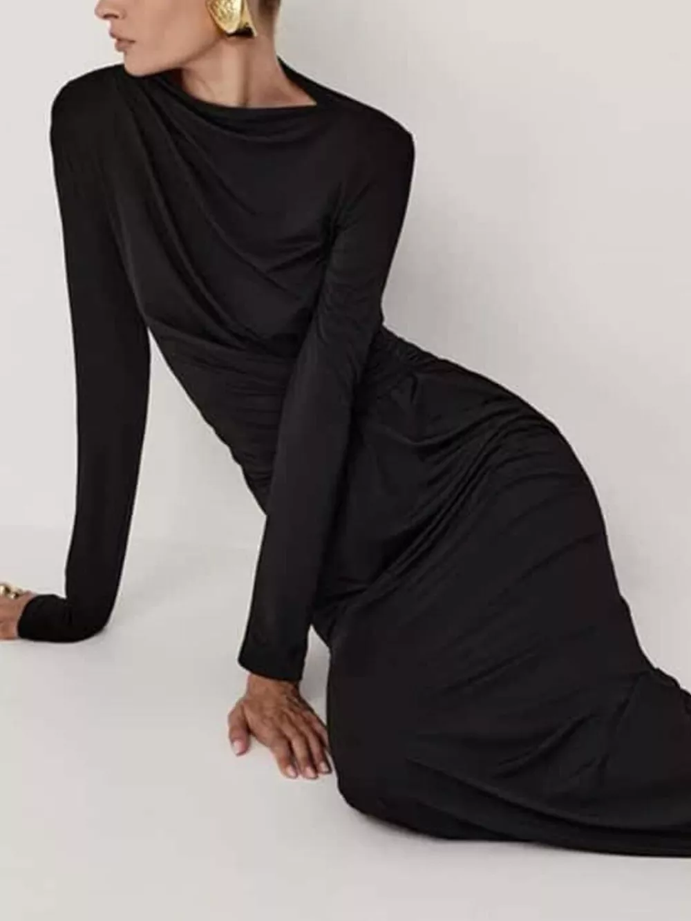 Ruched Long Sleeve Bodycon Maxi Dress, image 10