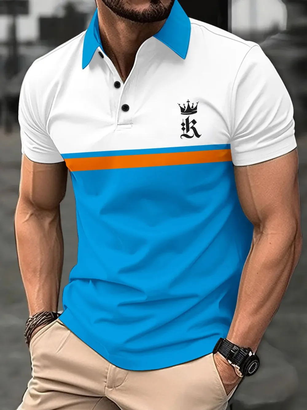 Men's Plus Size Collared Neck Short Sleeve Polo, image 3