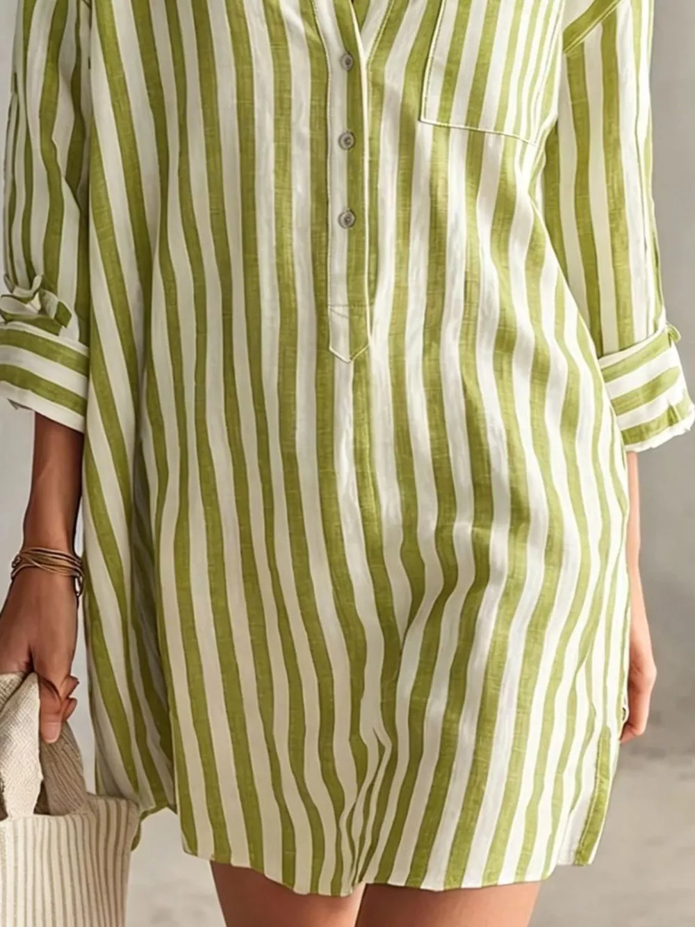 Full Size Striped Shirt Mini Dress Plus Size, image 9