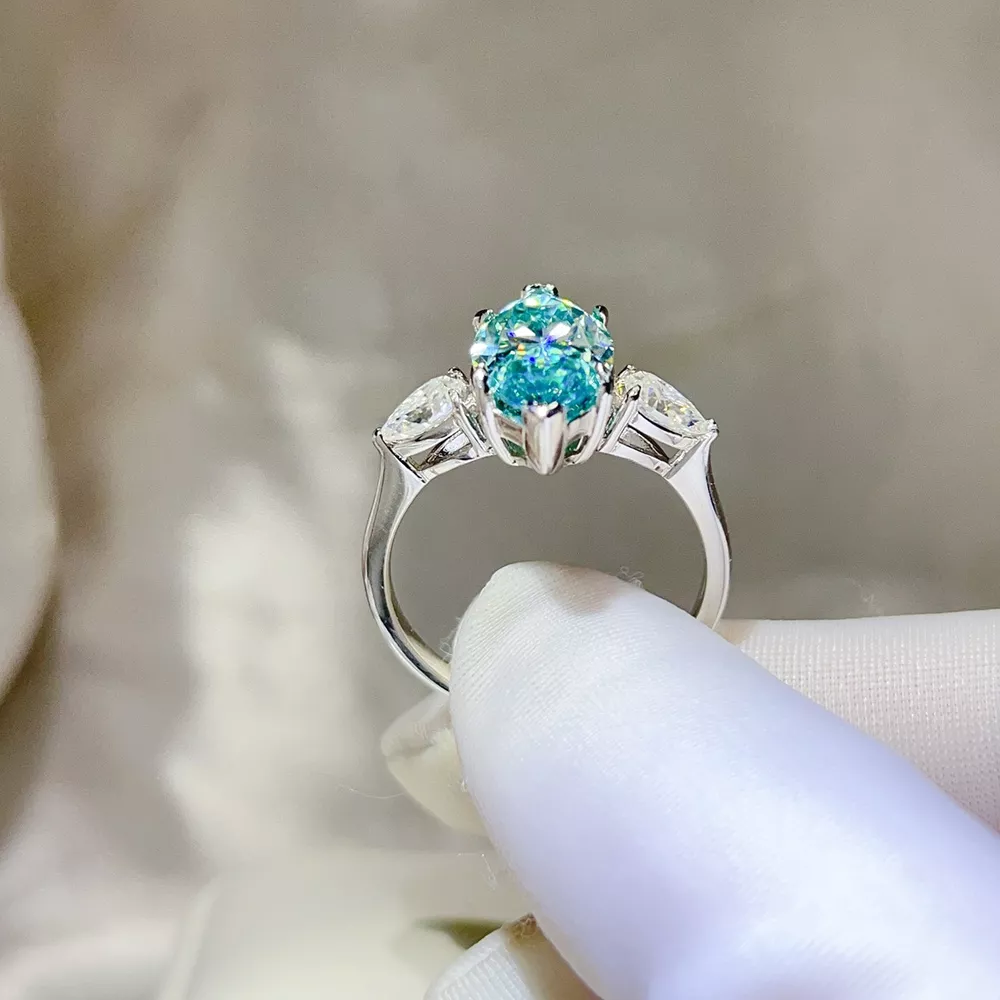 6 Carat 925 Sterling Silver Moissanite Ring, image 3