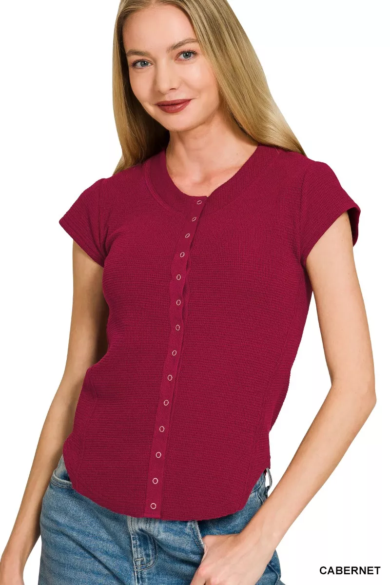 Double Knit Snap Button Short Sleeve Shirt, image 4