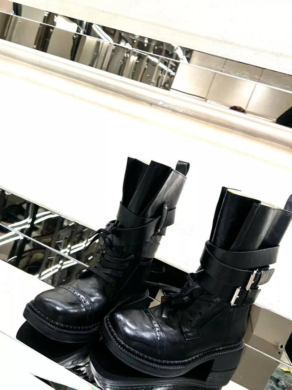 Buckled Leather Block Heel Boots, image 5