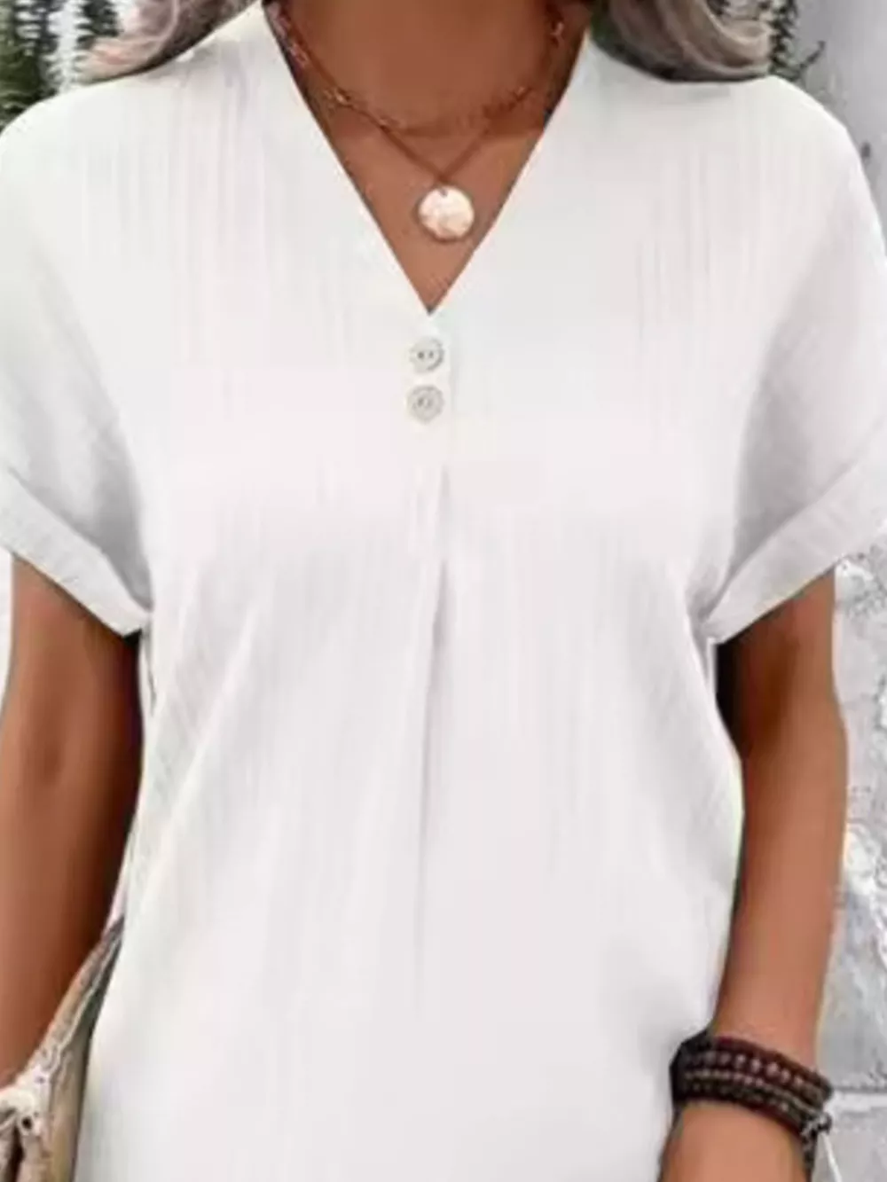 Full Size Casual V-Neck Short Sleeve Dress Plus Size, image 2