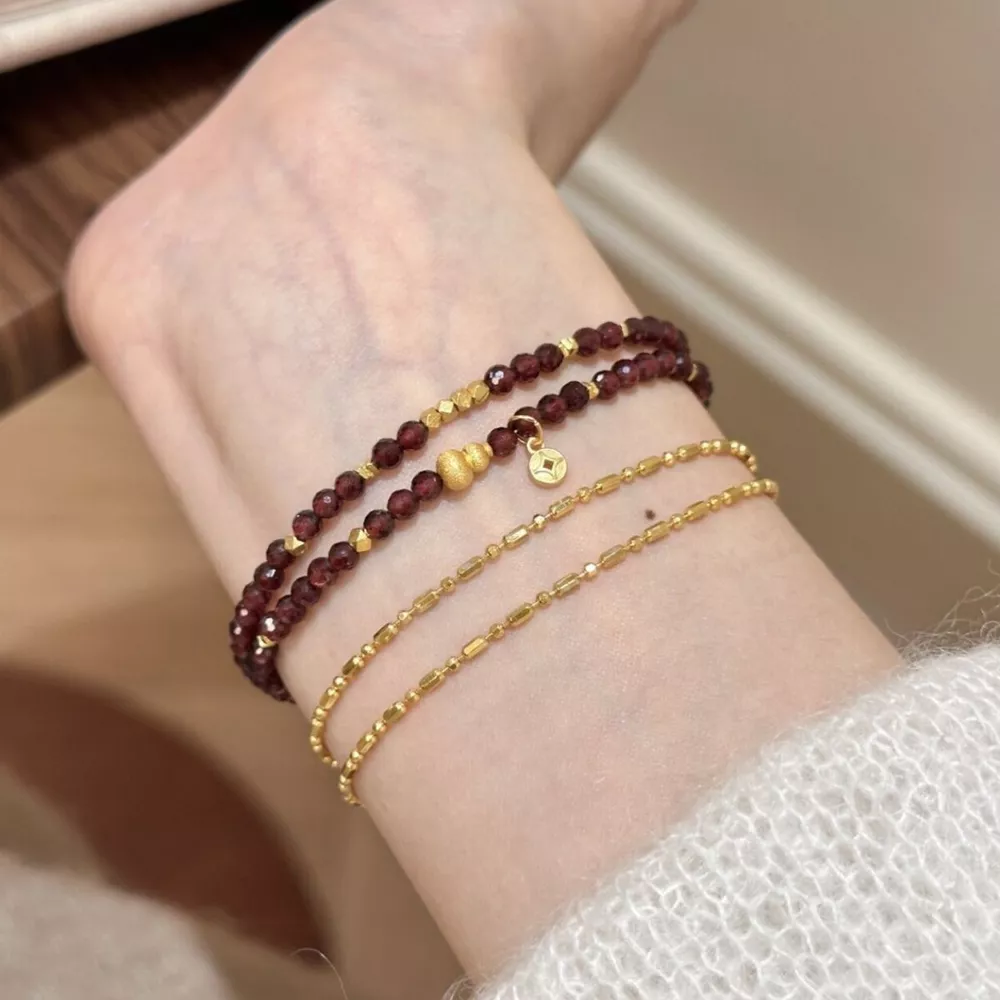 Double Layered Beaded Bracelet with Gold Accents, image 6