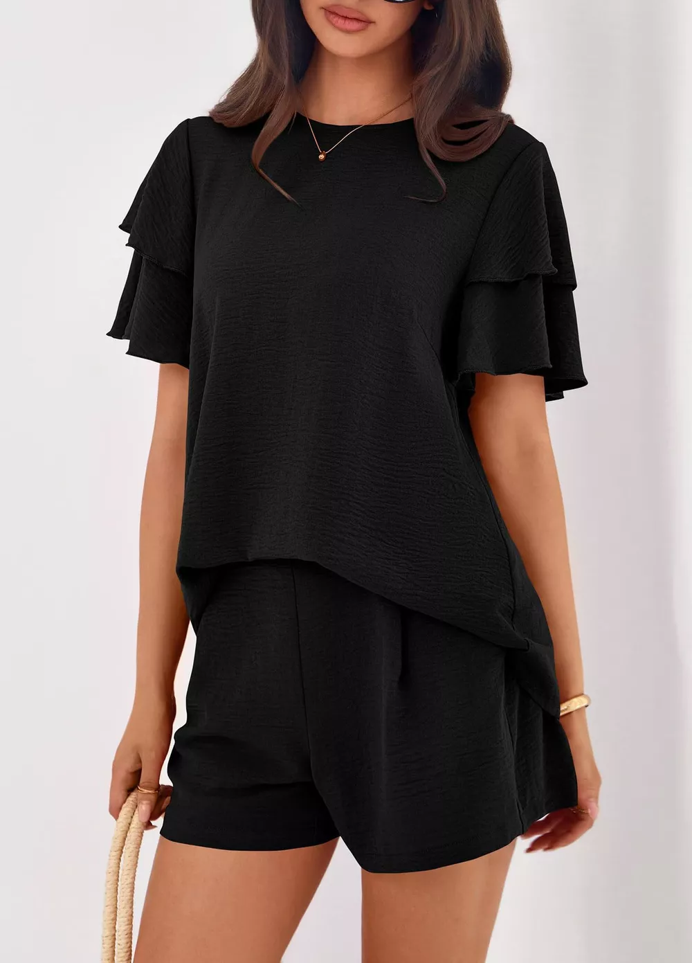 Ruffle Sleeve Top and Shorts Two-Piece Set, image 13