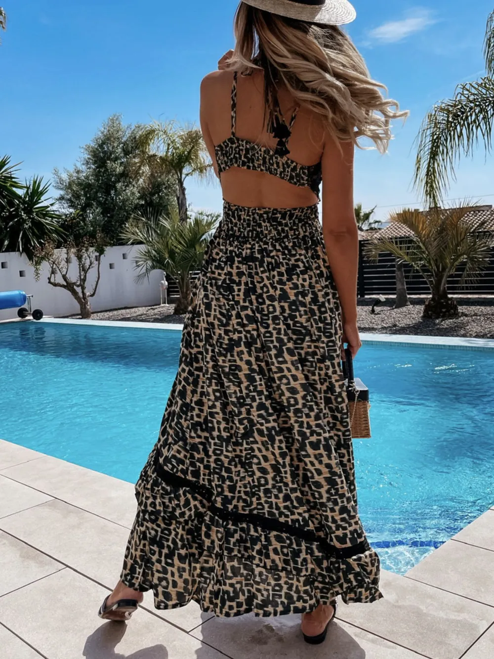 Leopard Print Sleeveless Maxi Dress with Lace Trim, image 7