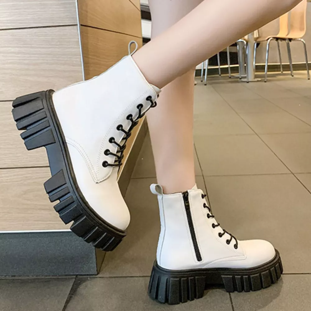 Round Toe Lace-Up Chunky Boots, image 6